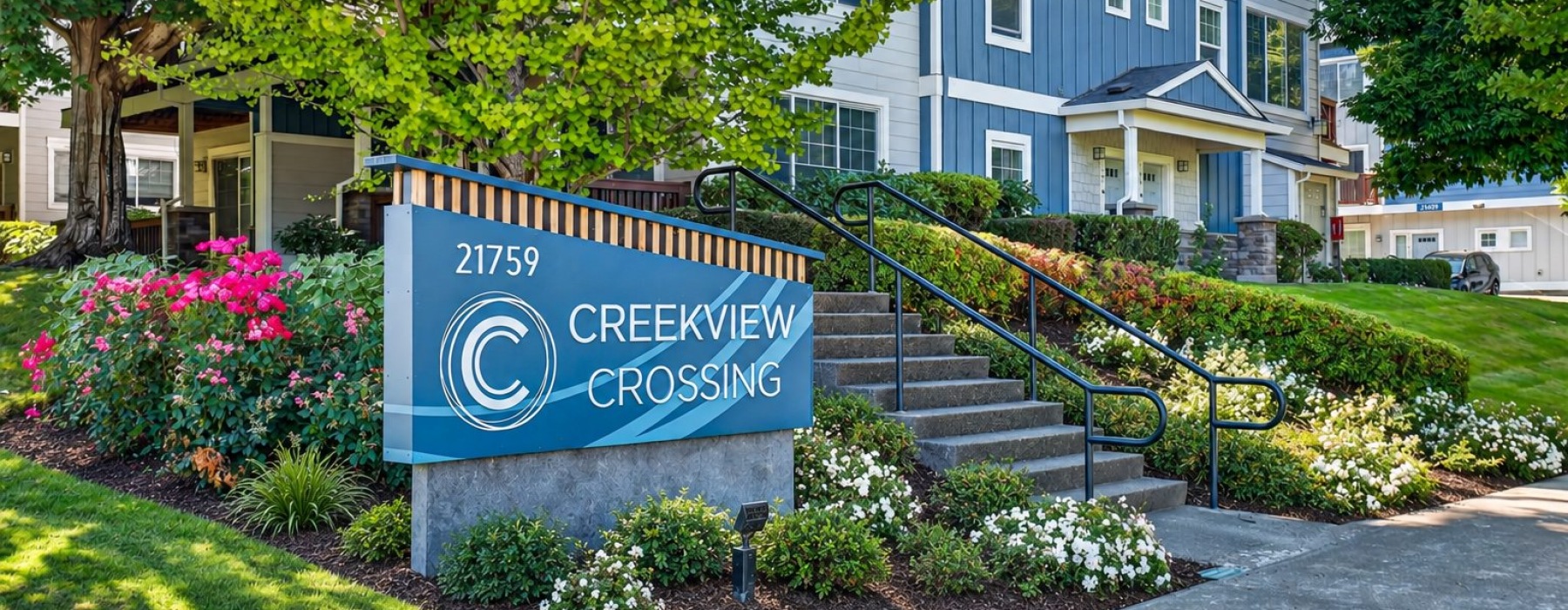 a large sign in front of a building