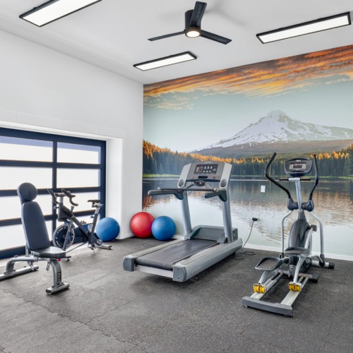 a gym with exercise equipment