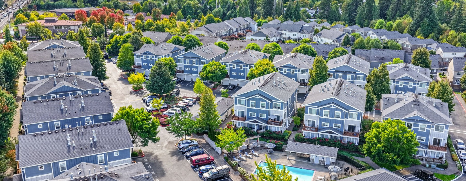 an aerial view of a neighborhood