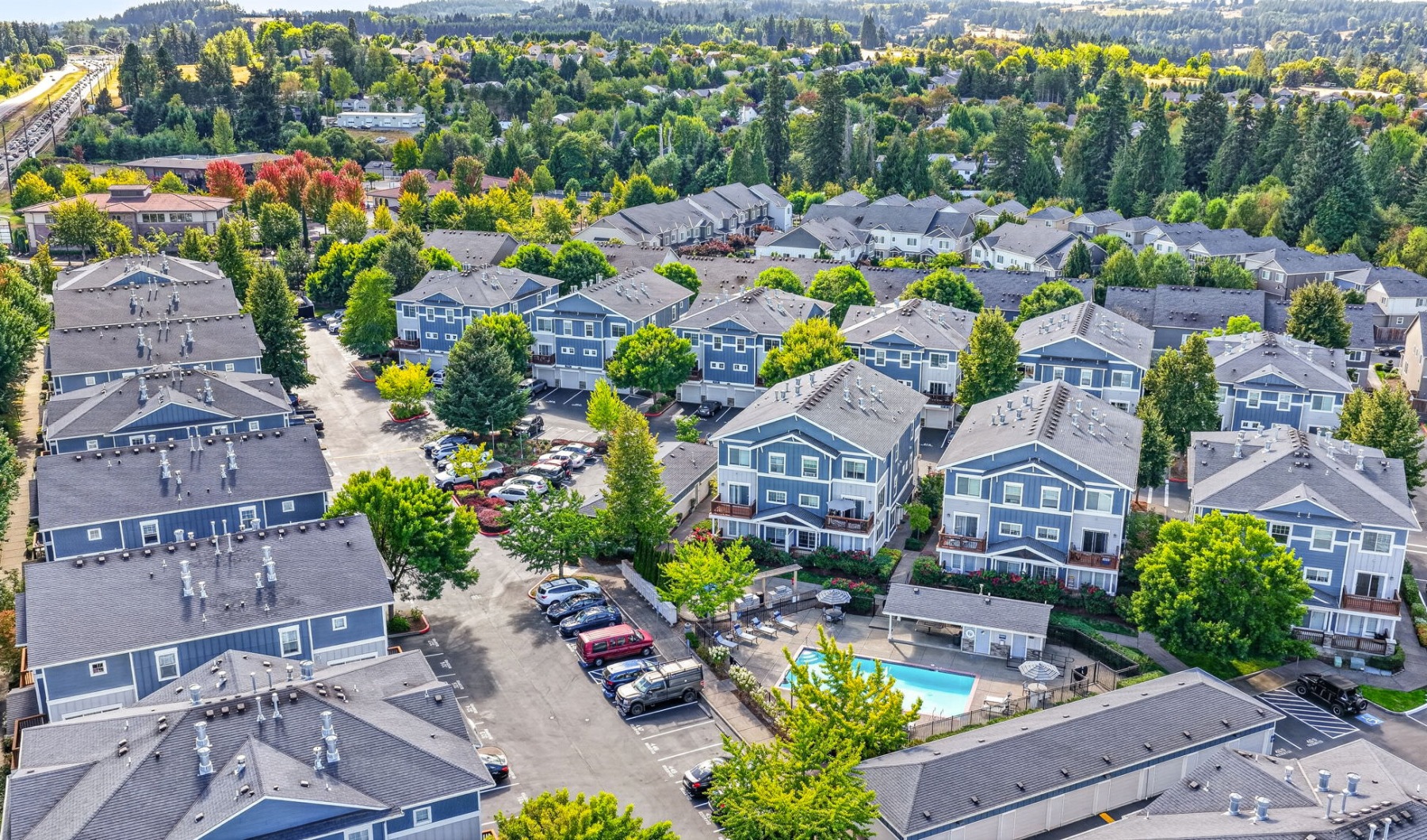 an aerial view of a neighborhood
