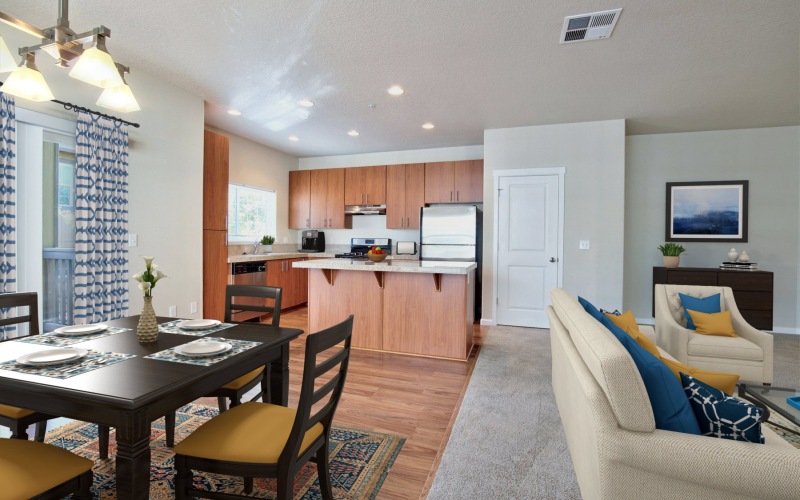 Open space living area with natural lighting